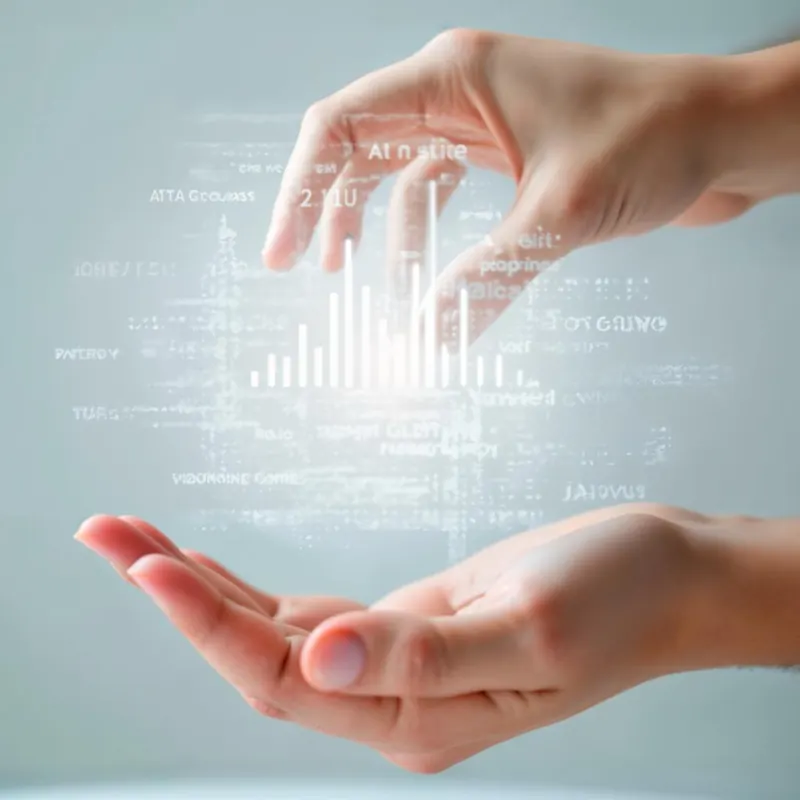 Hands holding a glowing digital interface representing AI