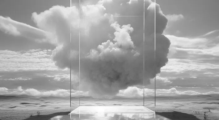 Cloud over landscape representing secure cloud services