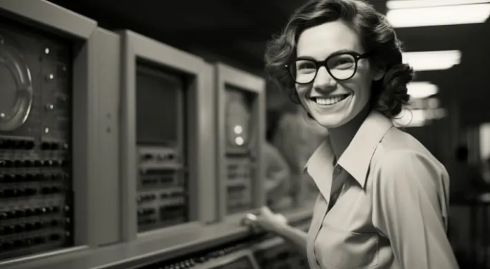 IT help desk technician at a computer