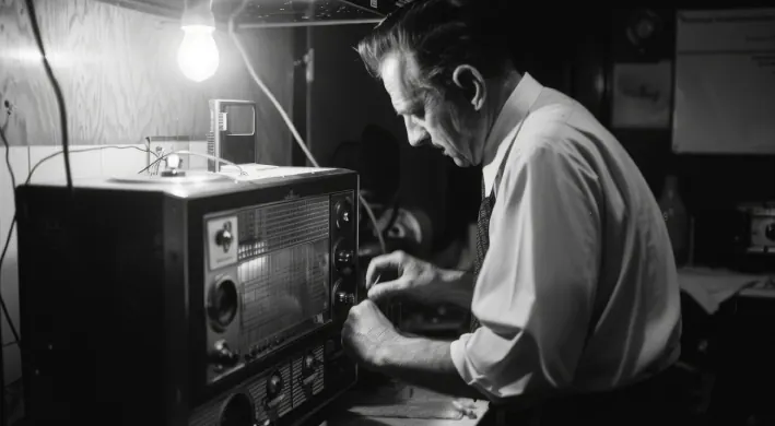 Technician working on network and server equipment